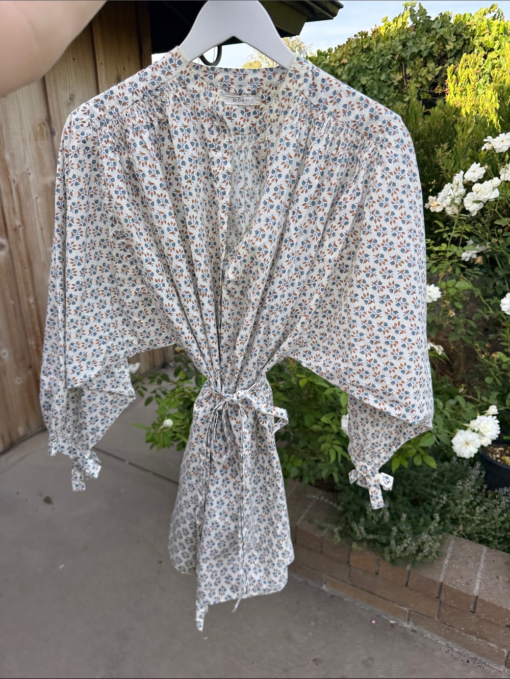 Doen 100% Cotton Cream Floral Provencial Patten Mini Dress